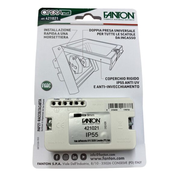 Multipresa Universale IP55 da Incasso con Doppia Presa Bipasso Italiana Schuko Precablata - immagine 5