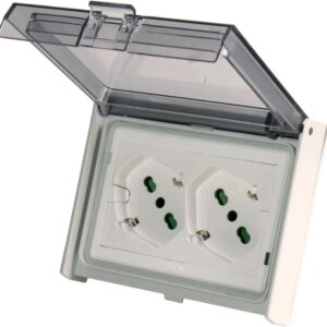 Multipresa Universale IP55 da Incasso con Doppia Presa Bipasso Italiana Schuko Precablata
