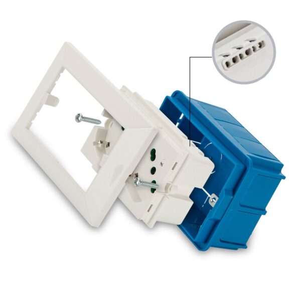 Multipresa Universale da Incasso con Doppia Presa Bipasso Italiana Schuko Bianco - immagine 4