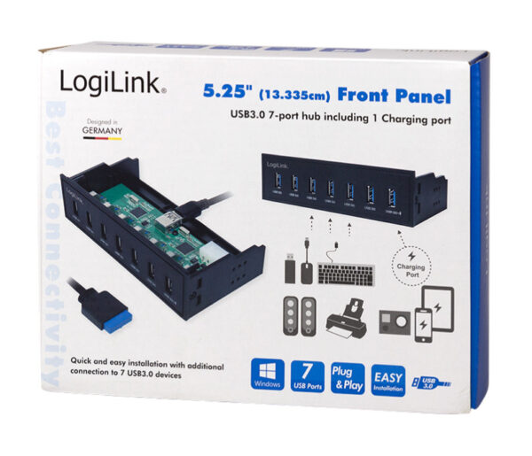 Hub USB Interno 5,25'' 7 porte USB 3.0 con Ricarica Veloce - immagine 2