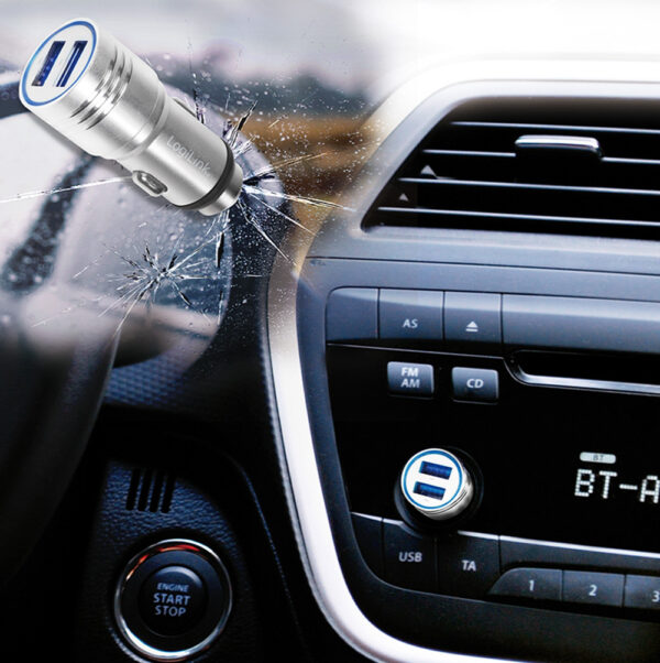 Caricatore da Auto in Alluminio 2x USB 10,5W Rompivetro di Emergenza - immagine 6