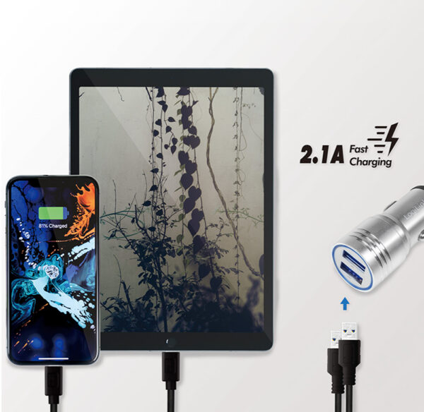 Caricatore da Auto in Alluminio 2x USB 10,5W Rompivetro di Emergenza - immagine 5