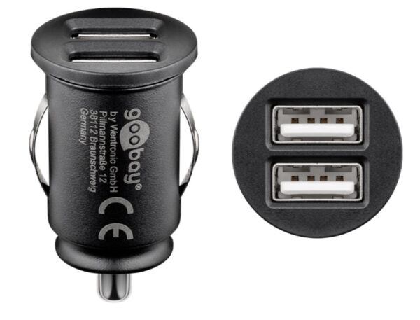 Caricatore Compatto da Auto 2 porte USB max.12W/2.4A Nero - immagine 3