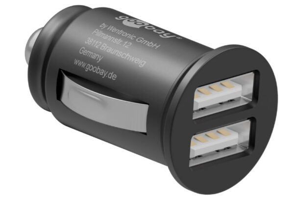 Caricatore Compatto da Auto 2 porte USB max.12W/2.4A Nero