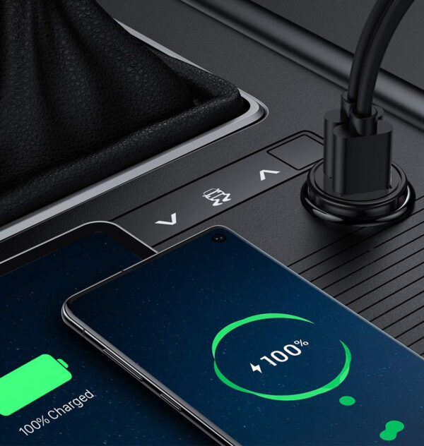 Mini Caricatore da Auto 2 Porte USB-A Ricarica veloce 36W Metallo Nero - immagine 5
