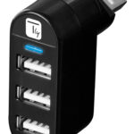Mini Hub Rotante con 3 Porte USB 2.0 Nero
