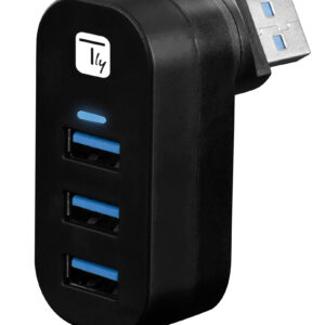 Mini Hub Rotante con 3 Porte USB 3.0 Nero
