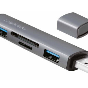 Hub USB3.2 Gen2 2 Porte USB A con Lettore di Schede Card Reader