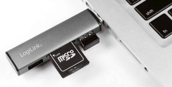 Hub USB3.2 Gen2 2 Porte USB A con Lettore di Schede Card Reader - immagine 3