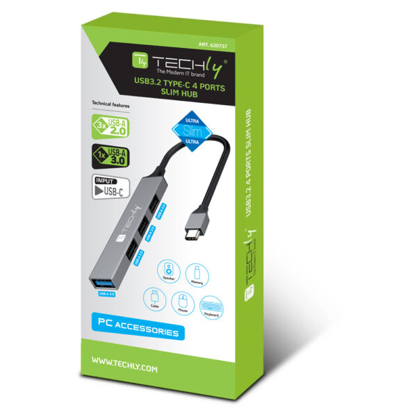 Hub USB-C™ 3.2 a 4 porte USB-A Slim in Metallo - immagine 2