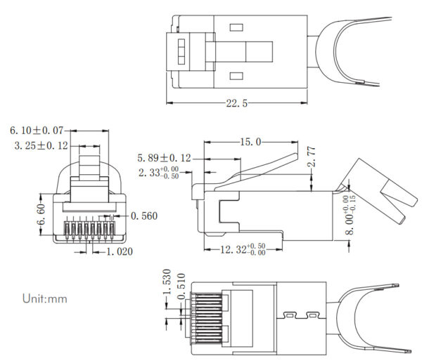 Plug Modulare Dorato RJ45 CAT.8.1/CAT.6A 10pz - immagine 5