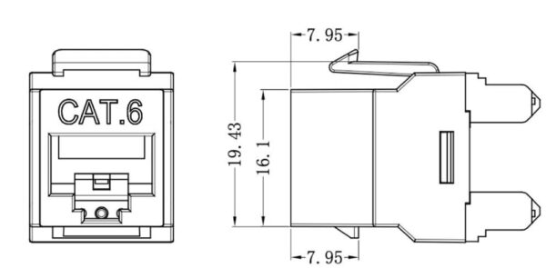 Frutto Keystone RJ45 UTP Cat.6 180° Bianco - immagine 2