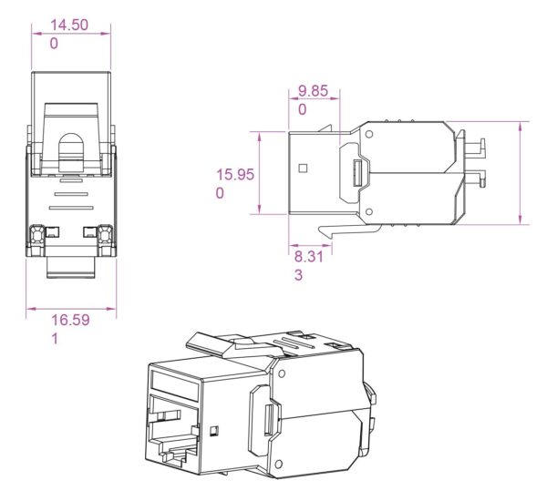Frutto Keystone RJ45 Cat.6 STP Tooless - immagine 2