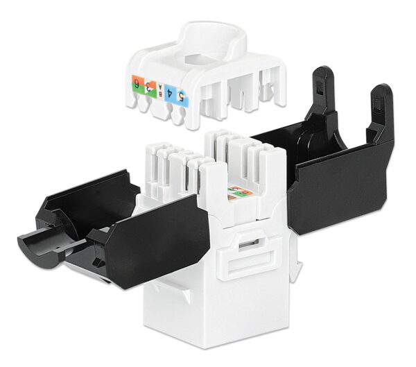 Frutto Keystone RJ45 Cat.6 UTP Tool-Free Bianco Nero - immagine 3