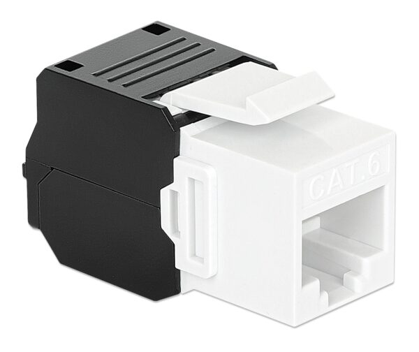 Frutto Keystone RJ45 Cat.6 UTP Tool-Free Bianco Nero - immagine 2
