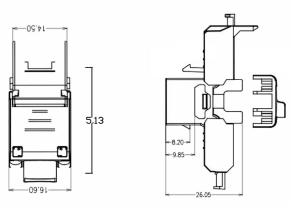 Frutto Keystone RJ45 Cat.6A UTP Tool-Free Nero Grigio - immagine 5