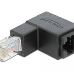 Adattatore RJ45 Maschio Femmina Cat.6 UTP Angolato verso il basso a 90° Nero