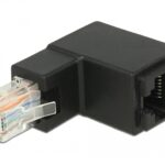 Adattatore RJ45 Maschio Femmina Cat.6 UTP Angolato verso l'alto a 90° Nero