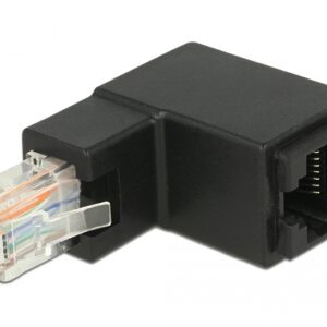 Adattatore RJ45 Maschio Femmina Cat.6 UTP Angolato verso l'alto a 90° Nero