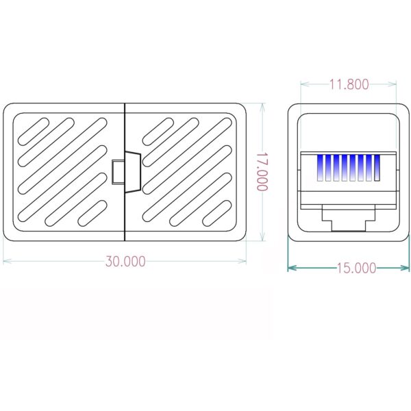 Accoppiatore Modulare Cat.6A RJ45 F/F UTP Bianco - immagine 2