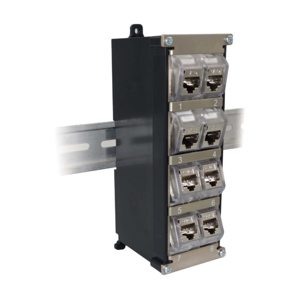 Pannello Patch Keystone 8 porte per Guida DIN e Montaggio a Parete con Messa a Terra