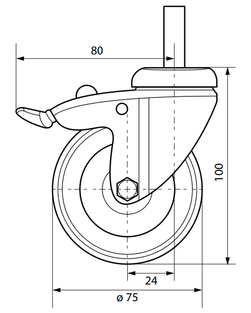 Kit 4 Ruote per Armadi serie EW per Perno M10 - immagine 2