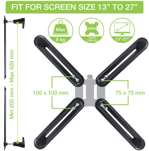 Kit Adattatore di Montaggio Non VESA per Monitor 13-27'' - immagine 5