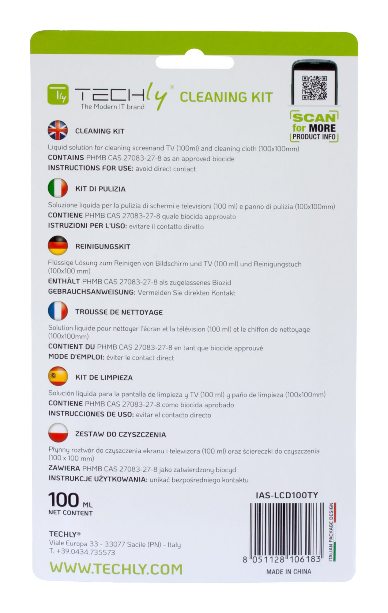 Kit di Pulizia per Monitor LCD 100ml con Panno Microfibra - immagine 2