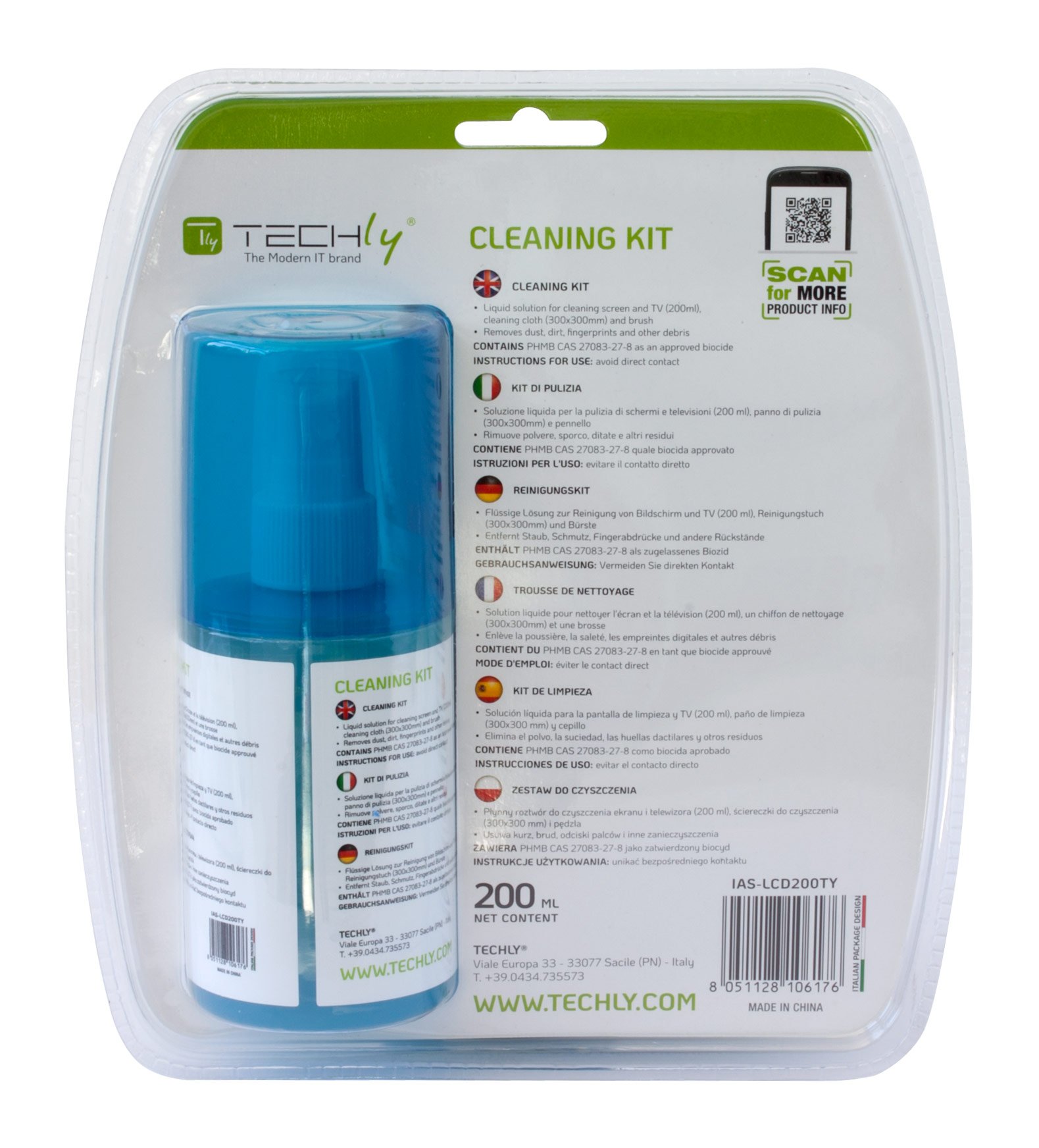 Kit di Pulizia per Monitor LCD 200ml con Panno Microfibra e Pennello - immagine 2