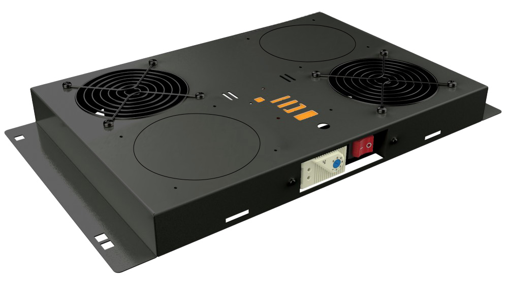 Kit di Ventilazione a Soffitto per Rack 19'' 2 Ventole Nero