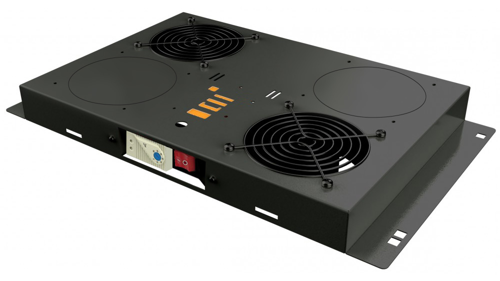 Kit di Ventilazione a Soffitto per Rack 19'' 2 Ventole Nero - immagine 2