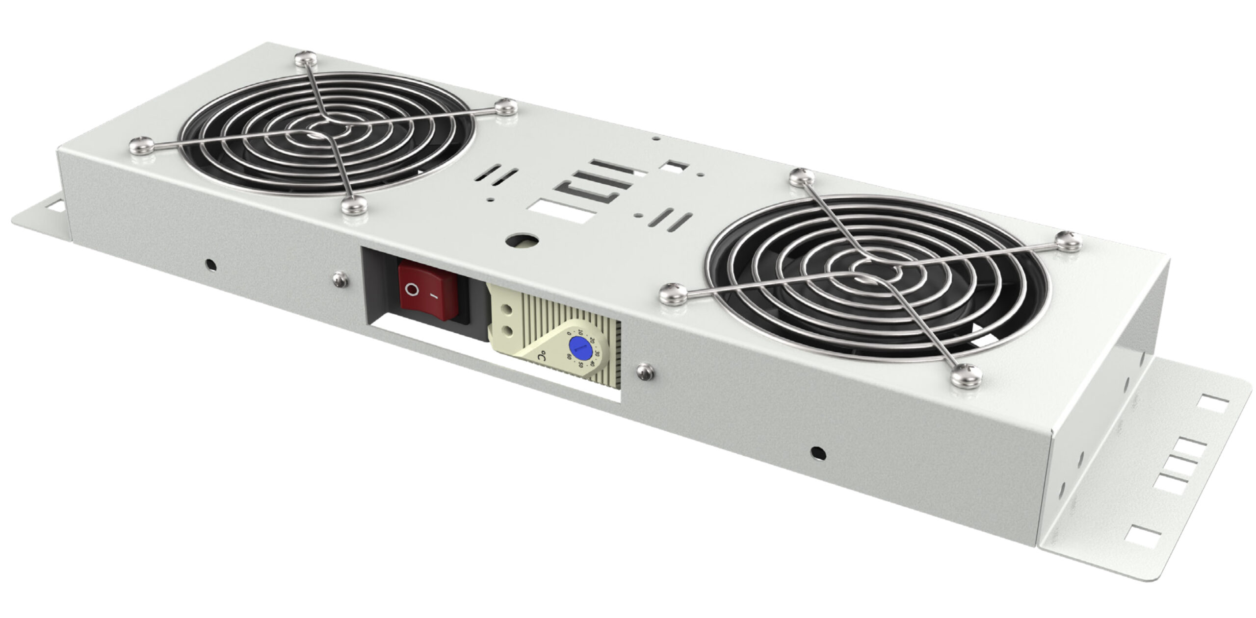 Kit di Ventilazione a Soffitto per Rack 19'' IP55 2 Ventole Grigio