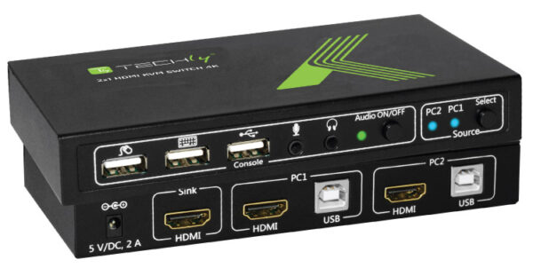 KVM switch 2x1 con USB e HDMI 4K