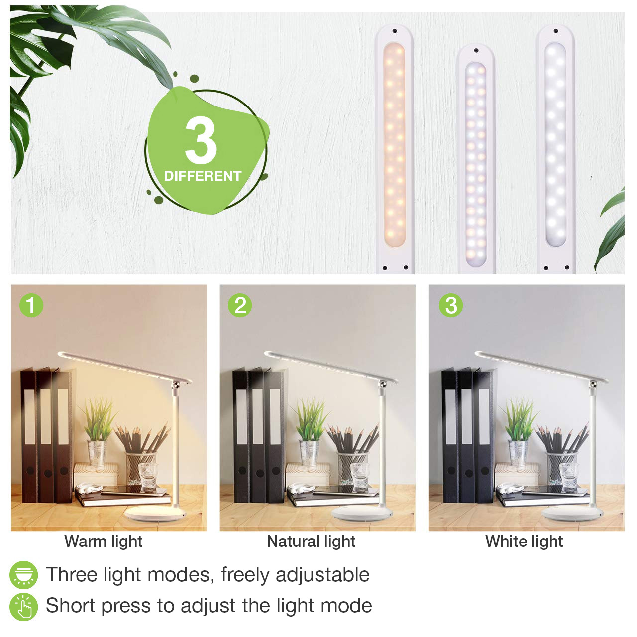 Lampada a 36 LED da Scrivania Pieghevole Dimmerabile Batteria Ricaricabile con Alimentazione USB - immagine 4