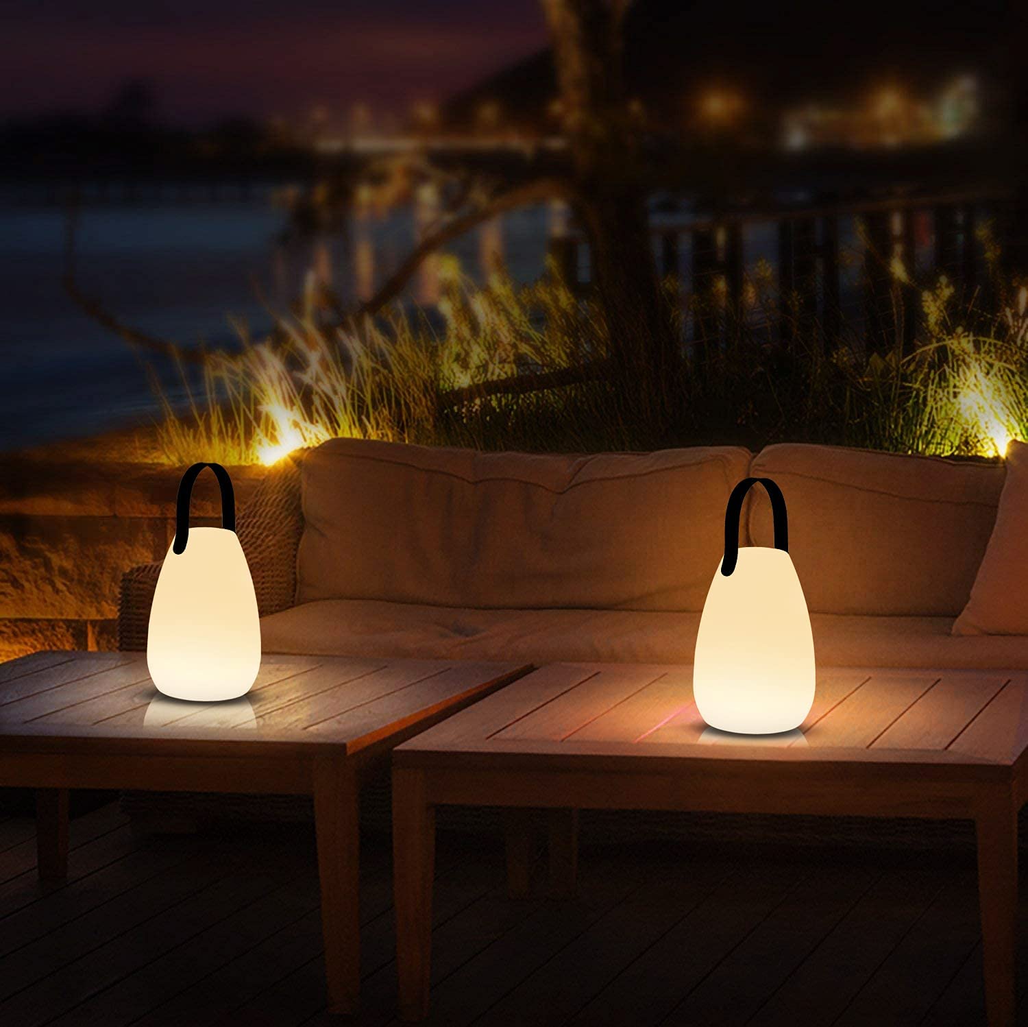 Lampada LED Multicolore Ricaricabile da Tavolo con Maniglia e Telecomando - immagine 6