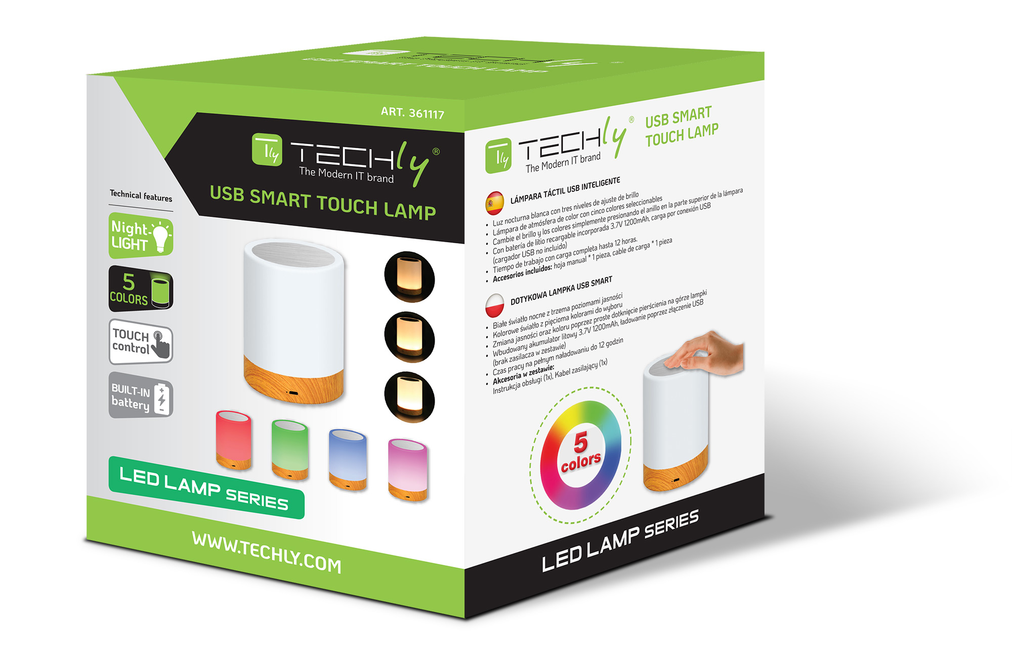 Lampada USB Smart Touch 5 Colori Selezionabili Regolazione Intensità - immagine 2