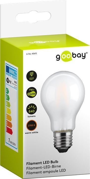 Lampadina LED E27 Bianco Caldo Satinato 7W con filamento Classe E - immagine 2
