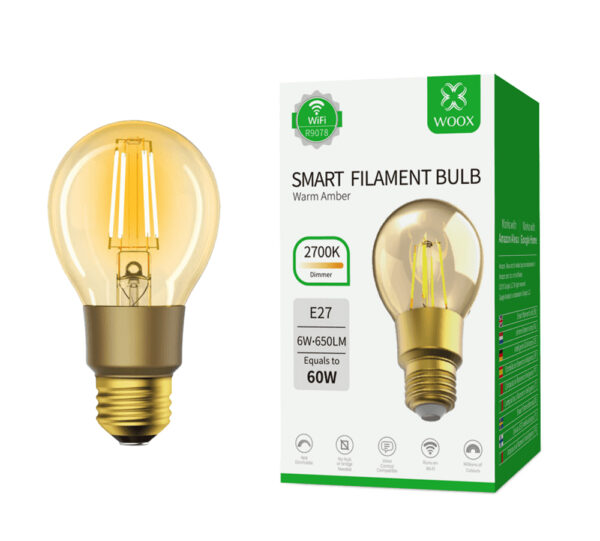 Lampadina LED E27 con Filamento Smart Controllo Vocale Alexa F, R9078 - immagine 2
