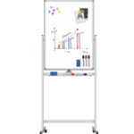 Lavagna Magnetica Bifacciale 60x100 cm con Ruote e Mensola per Pennarelli con Ganci Portablocco