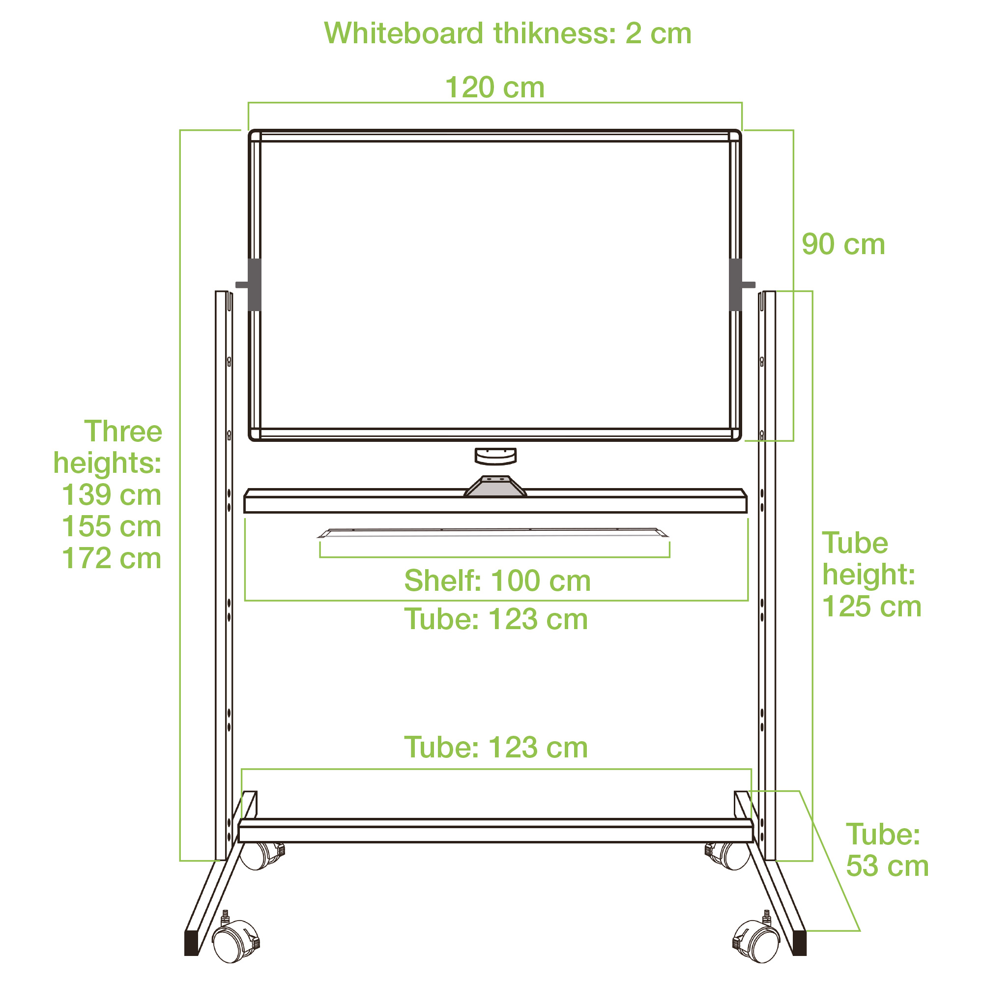 Lavagna Magnetica Bifacciale 90x120 cm con Ruote e Mensola per Pennarelli con Ganci Portablocco - immagine 4