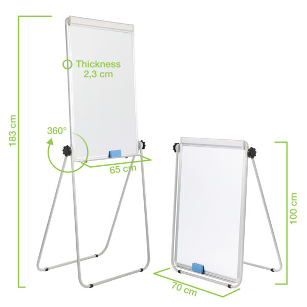 Lavagna Magnetica Bifacciale Flipchart Portatile 70x100 cm con Supporto - immagine 4