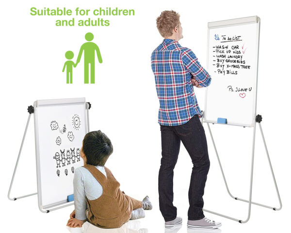 Lavagna Magnetica Bifacciale Flipchart Portatile 70x100 cm con Supporto - immagine 3