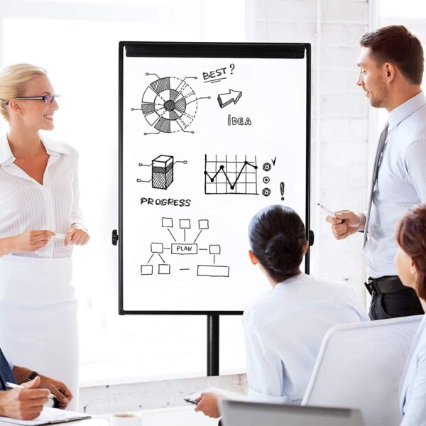Lavagna Magnetica Cancellabile Flipchart Portablocco Ruote 70x100 cm - immagine 5