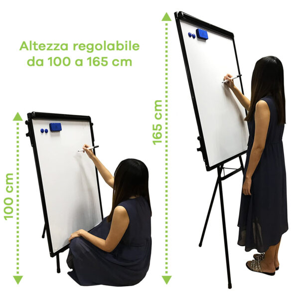 Lavagna Magnetica Flipchart Fogli Mobili 60x90 cm Altezza Regolabile - immagine 3