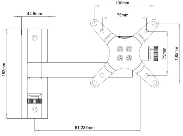 Supporto a muro per TV LED LCD 13-30'' inclinabile 2 snodi nero - immagine 3
