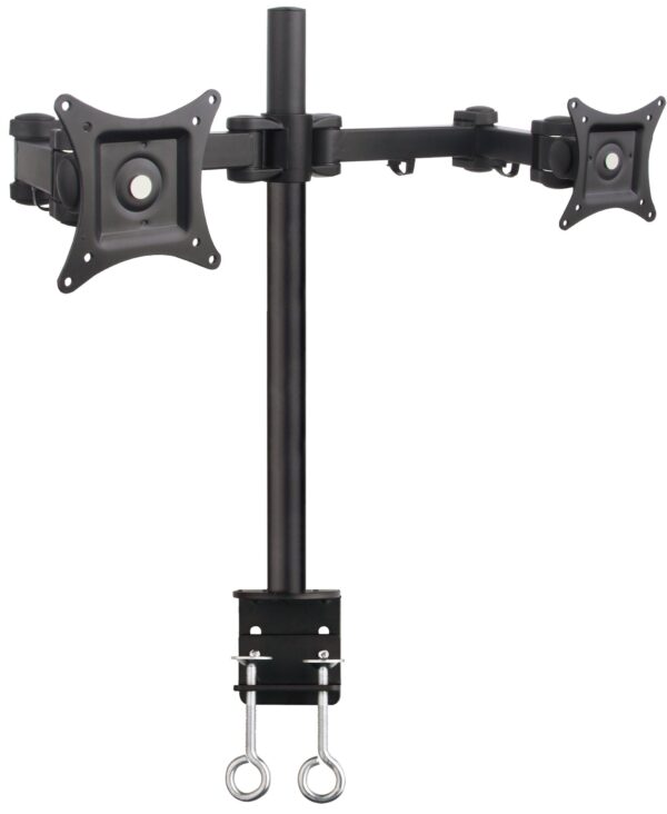 Supporto da Scrivania per 2 Monitor 13-27'' Diametro 48 mm ad Altezza Regolabile con Morsetto a C