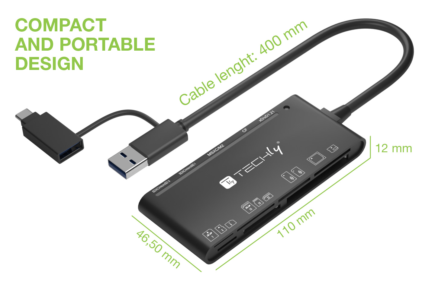 Lettore di Memorie SD 7 in 1 USB 3.0 tipo A e USB-C™ - immagine 3