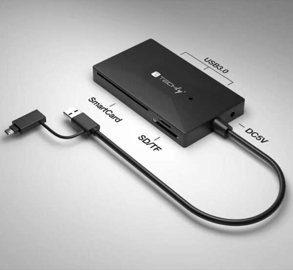 Lettore di Memorie SD/TF Smart Card con Hub 3 Porte USB - immagine 5