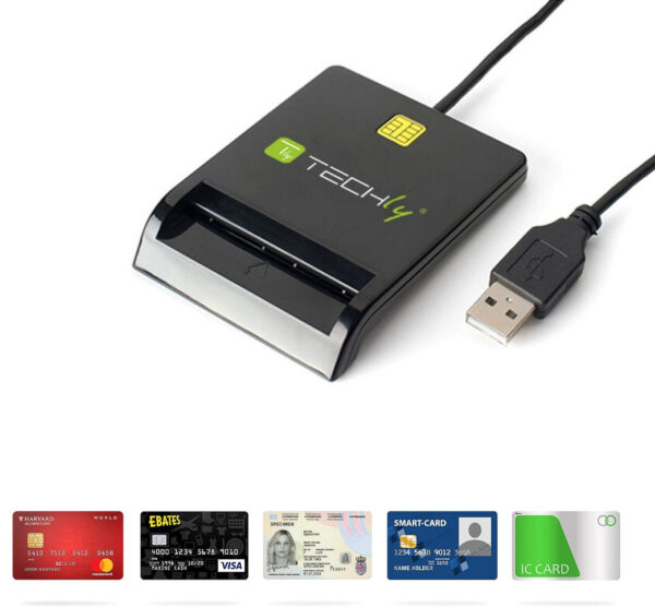 Lettore di Smart Card USB Esterno Nero - immagine 5