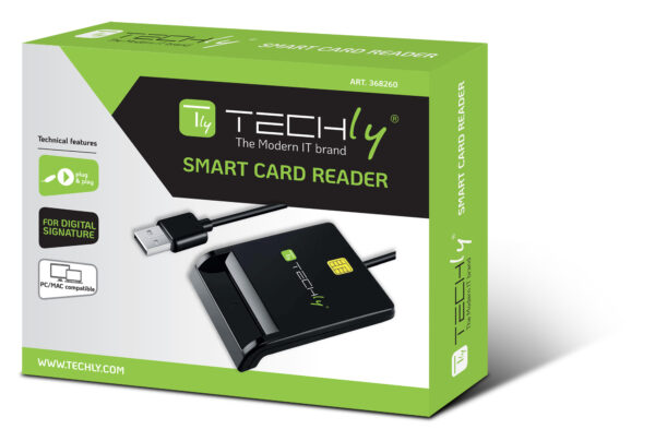 Lettore di Smart Card USB Esterno Nero - immagine 2